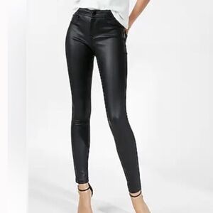 Express Faux Leather Black High-Waisted Skinny Pants Warm Lining Size 0 NWT XS